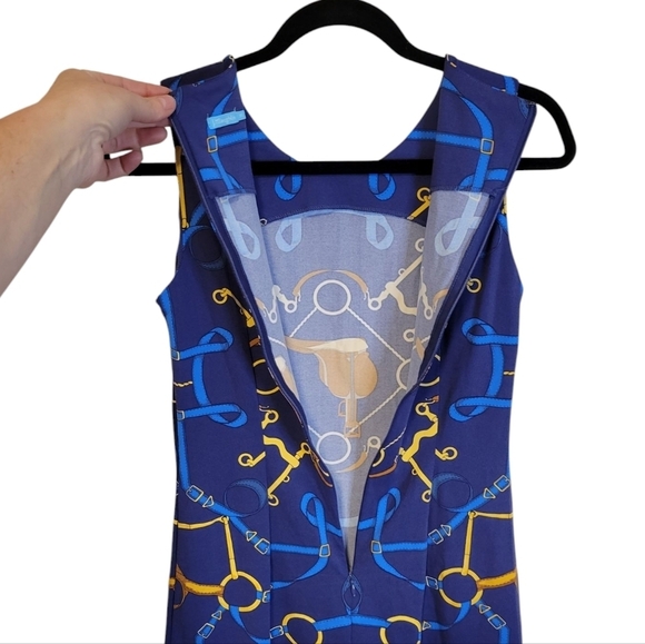 J. McLaughlin Catalina Cloth Horse Bit Equestrian Saddle Western Con Swing Dress - Picture 4 of 11